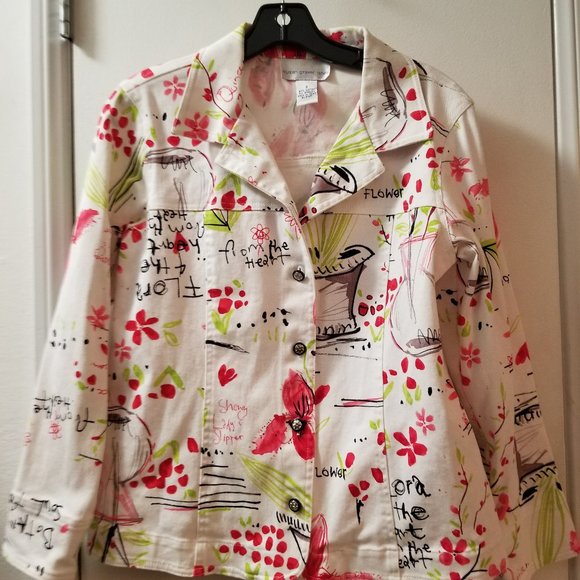 Susan Graver twill button front jacket - Picture 1 of 7